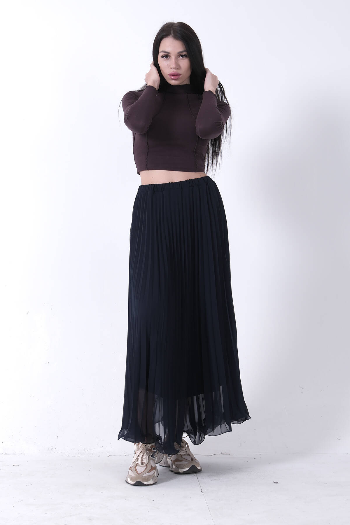 Lacivert Astarlı Piliseli Etek 4594046.02 - Ardanewline (1)