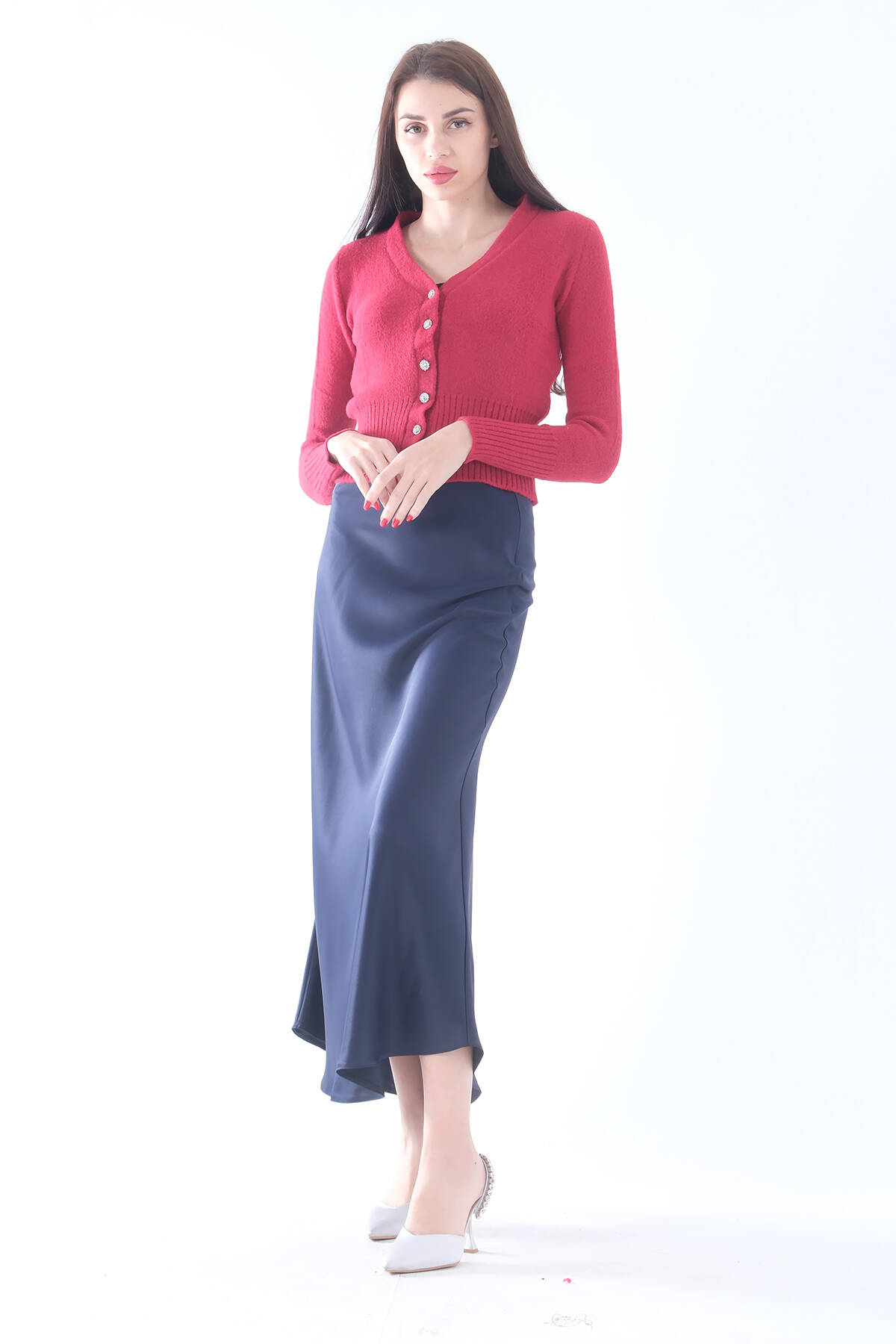 Lacivert Bel Lastikli Saten Etek 3979463.02 - Ardanewline