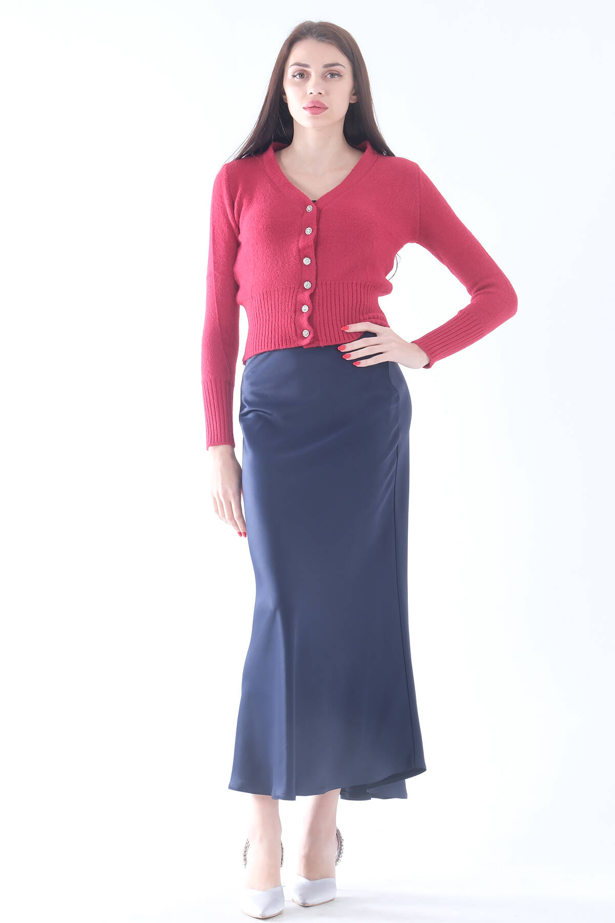 Lacivert Bel Lastikli Saten Etek 3979463.02 - Ardanewline (1)