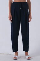 Lacivert Beli Lastikli Keten Pantolon 3970412.02 - 4