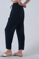 Lacivert Beli Lastikli Keten Pantolon 3970412.02 - 5