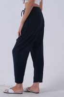 Lacivert Beli Lastikli Keten Pantolon 3970412.02 - 6