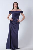 Lacivert Drape Detaylı Saten Kumaş Abiye Elbise 9704858.02 - 3