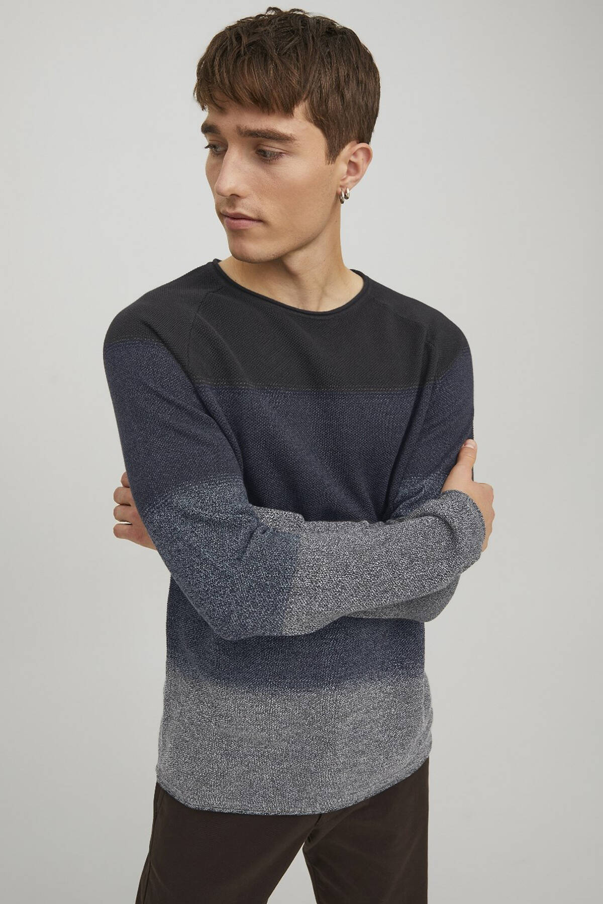 Lacivert Jack Jones Düz Renk Bisiklet Yaka Triko 77724K12157321.02 - Ardanewline (1)