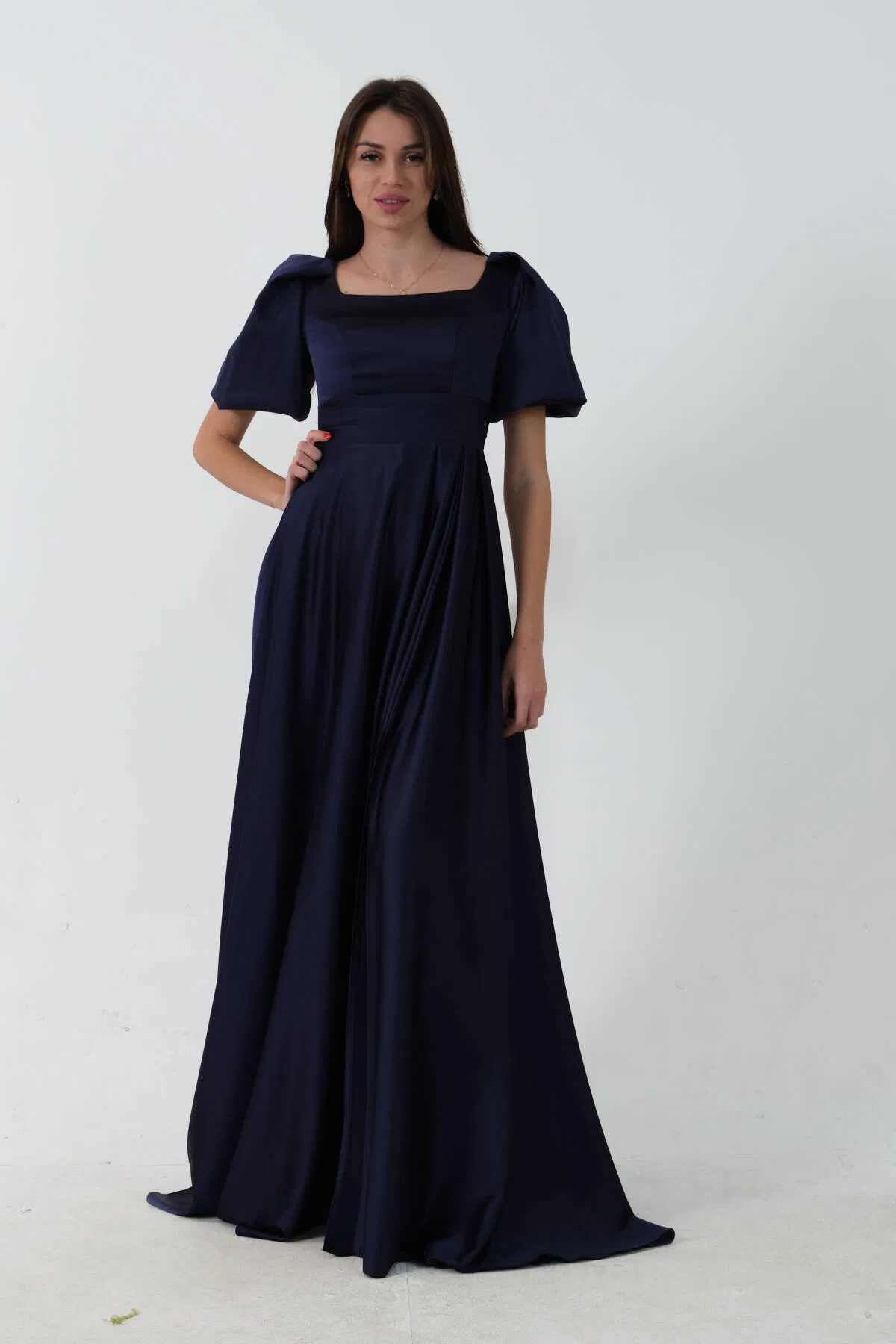 Lacivert Kare Yaka Balon Kol Abiye 0801121.02 - Ardanewline