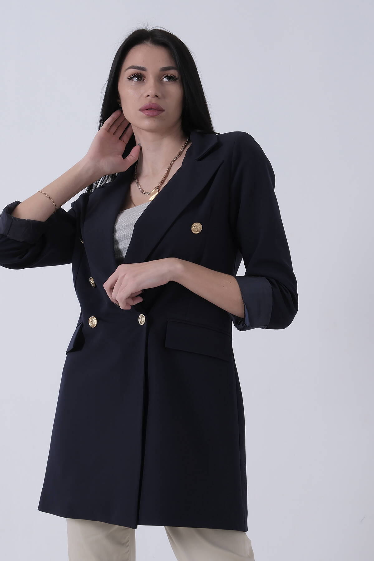 Lacivert Kruvaze Yaka Blazer Ceket 3971768.02 - Ardanewline