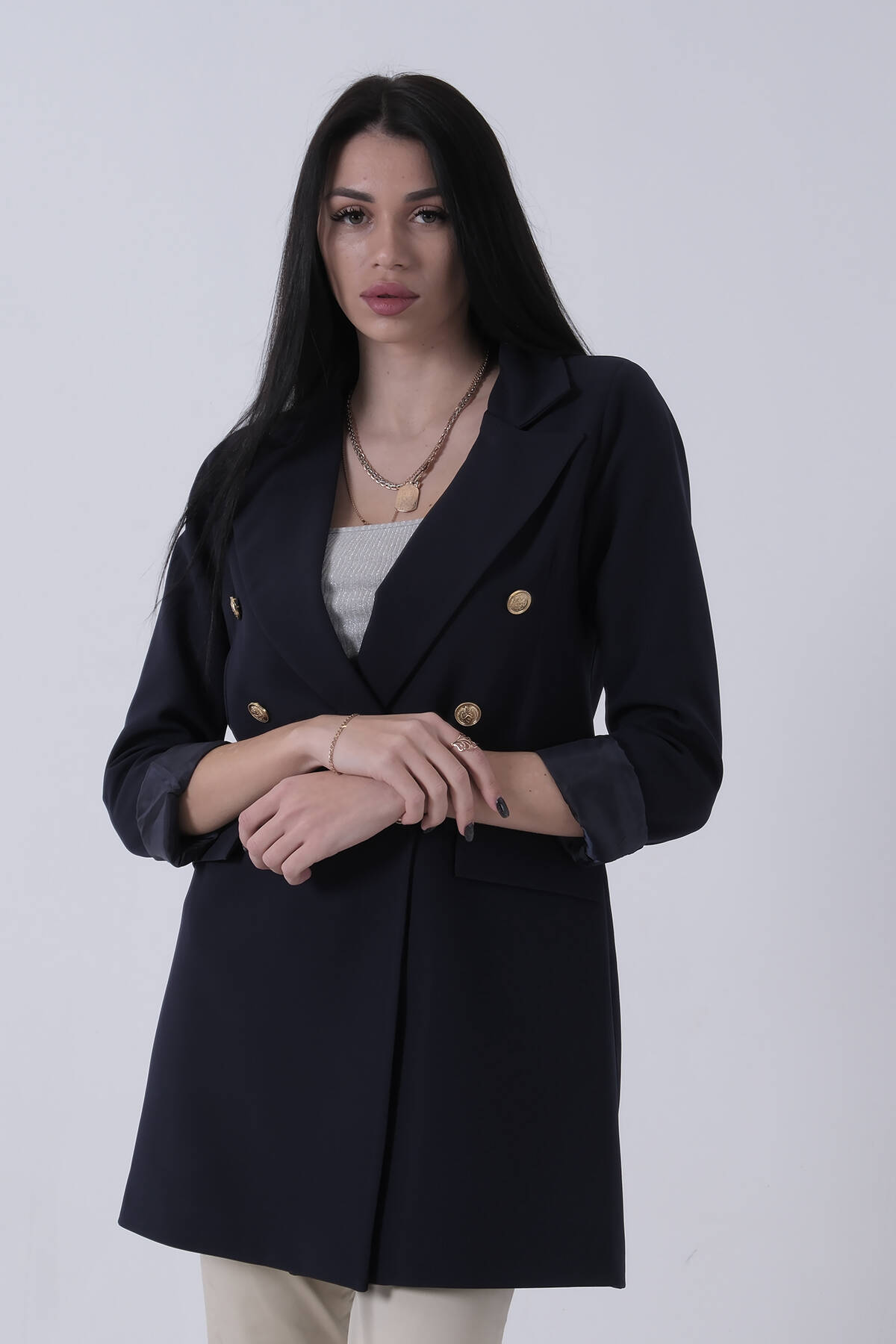 Lacivert Kruvaze Yaka Blazer Ceket 3971768.02 - Ardanewline (1)