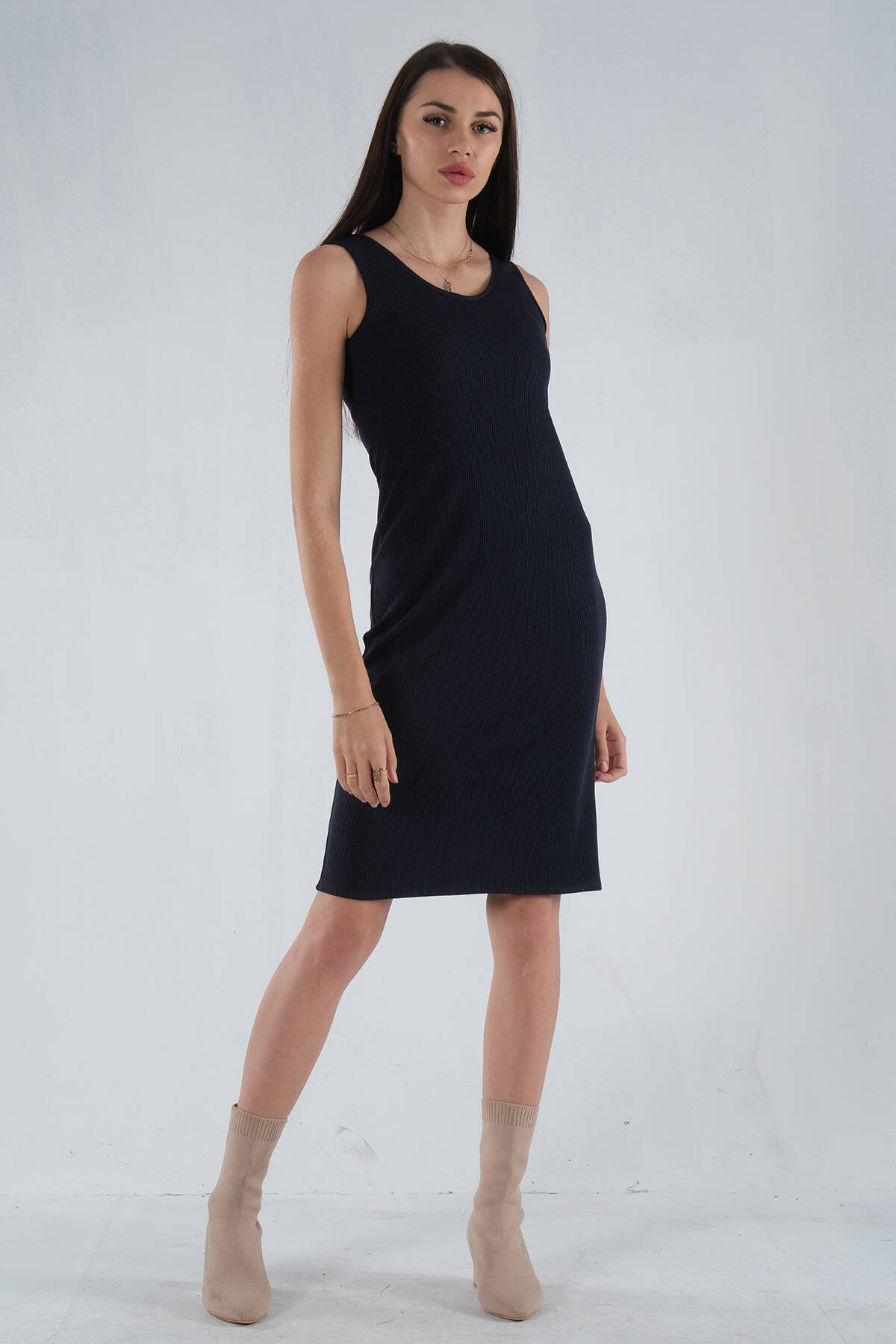 Lacivert Örme Kolsuz Triko Elbise 0104029.02 - Ardanewline (1)