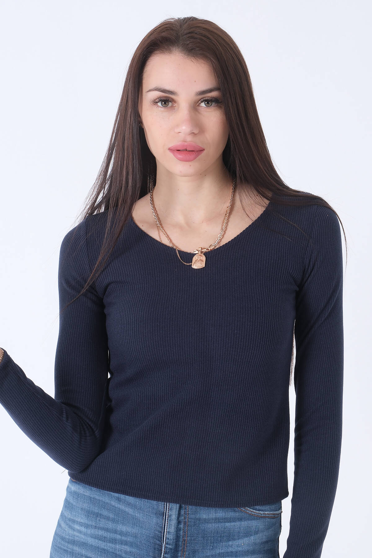 Lacivert Örme V Yaka Kazak 0103012.02 - Ardanewline