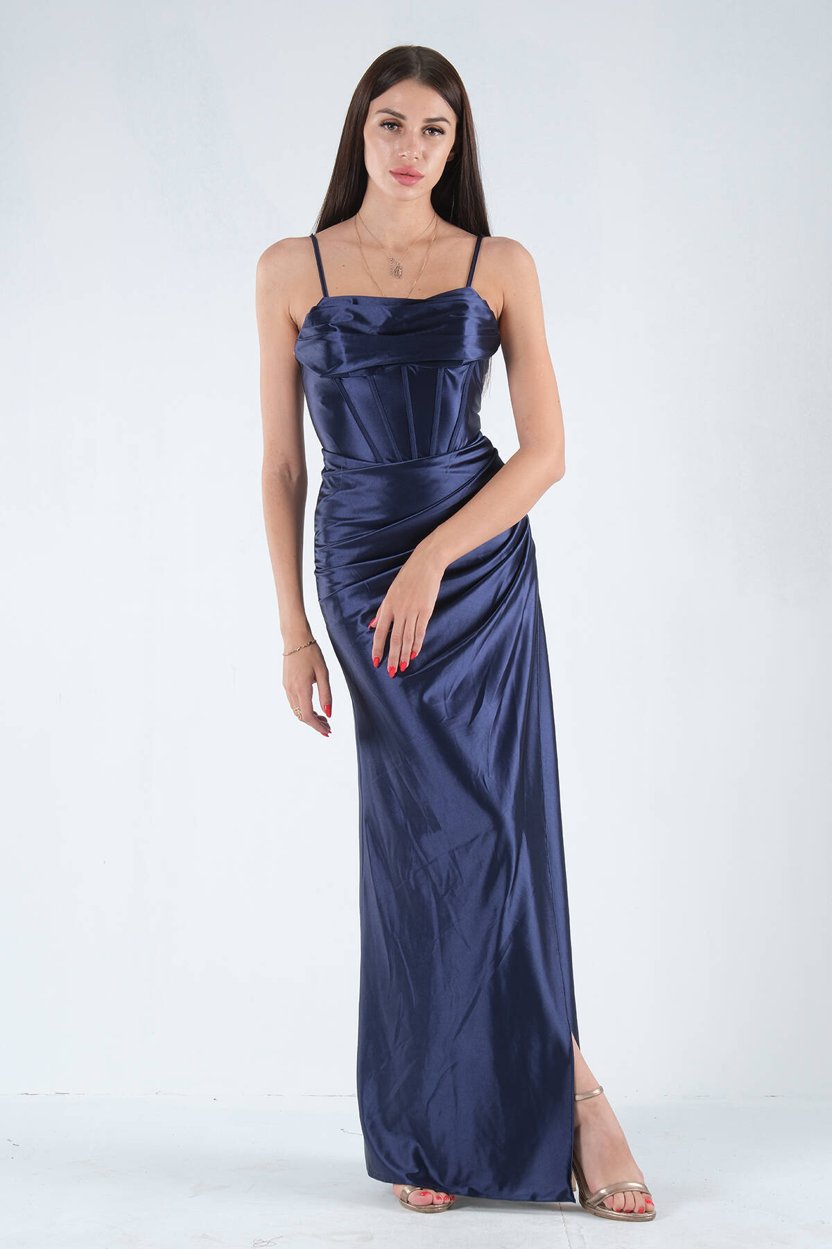 Lacivert Sırtı Bağlamalı Yırtmaçlı Abiye 4522018.02 - Ardanewline (1)