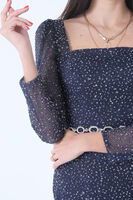 Lacivert Taş İşlemeli Balık Abiye Elbise 9705141.02 - 6