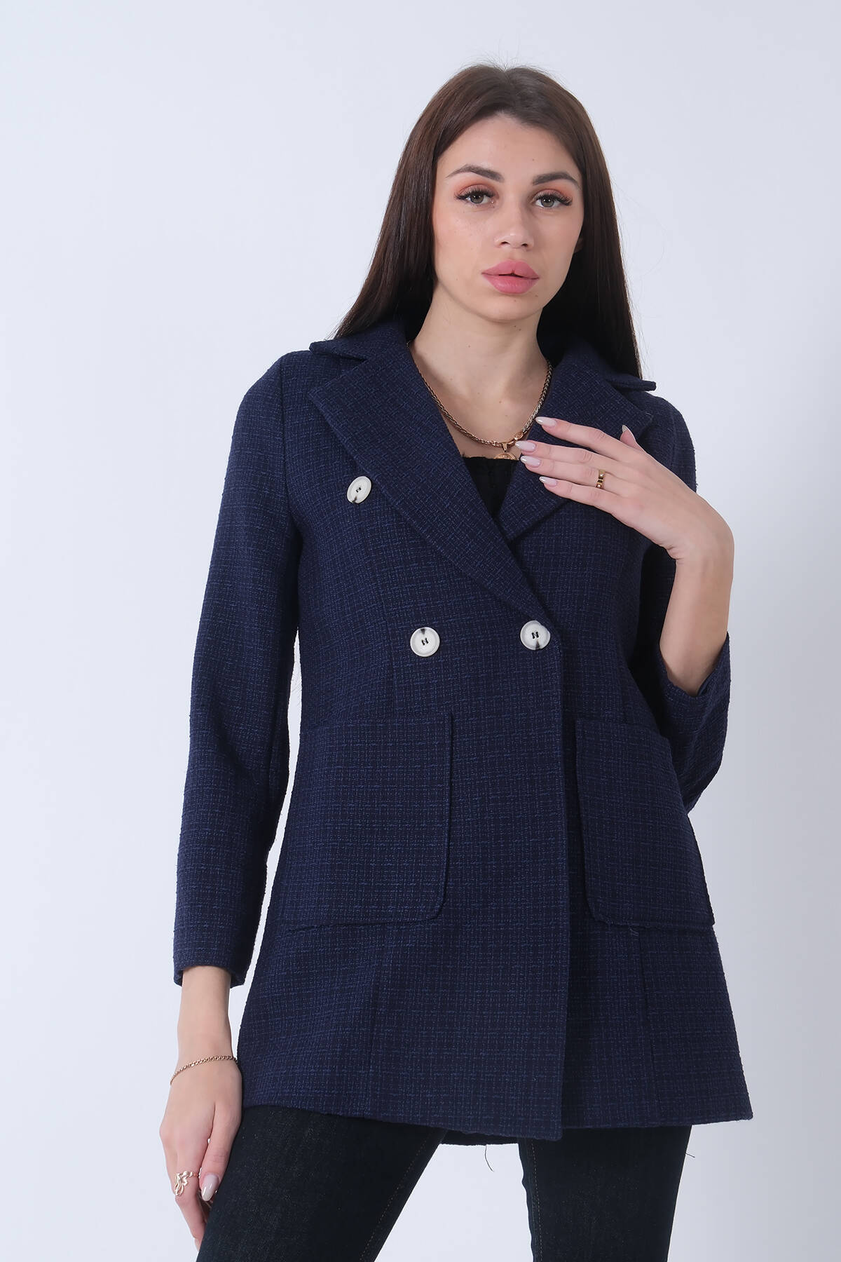 Lacivert Tüvid Kumaş Ceket 4595020.02 - Ardanewline