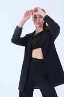 Lacivert Zebra Astar Detaylı Krep Blazer Ceket 01051201.02 - 1
