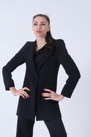 Lacivert Zebra Astar Detaylı Krep Blazer Ceket 01051201.02 - 2