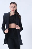 Lacivert Zebra Astar Detaylı Krep Blazer Ceket 01051201.02 - 4