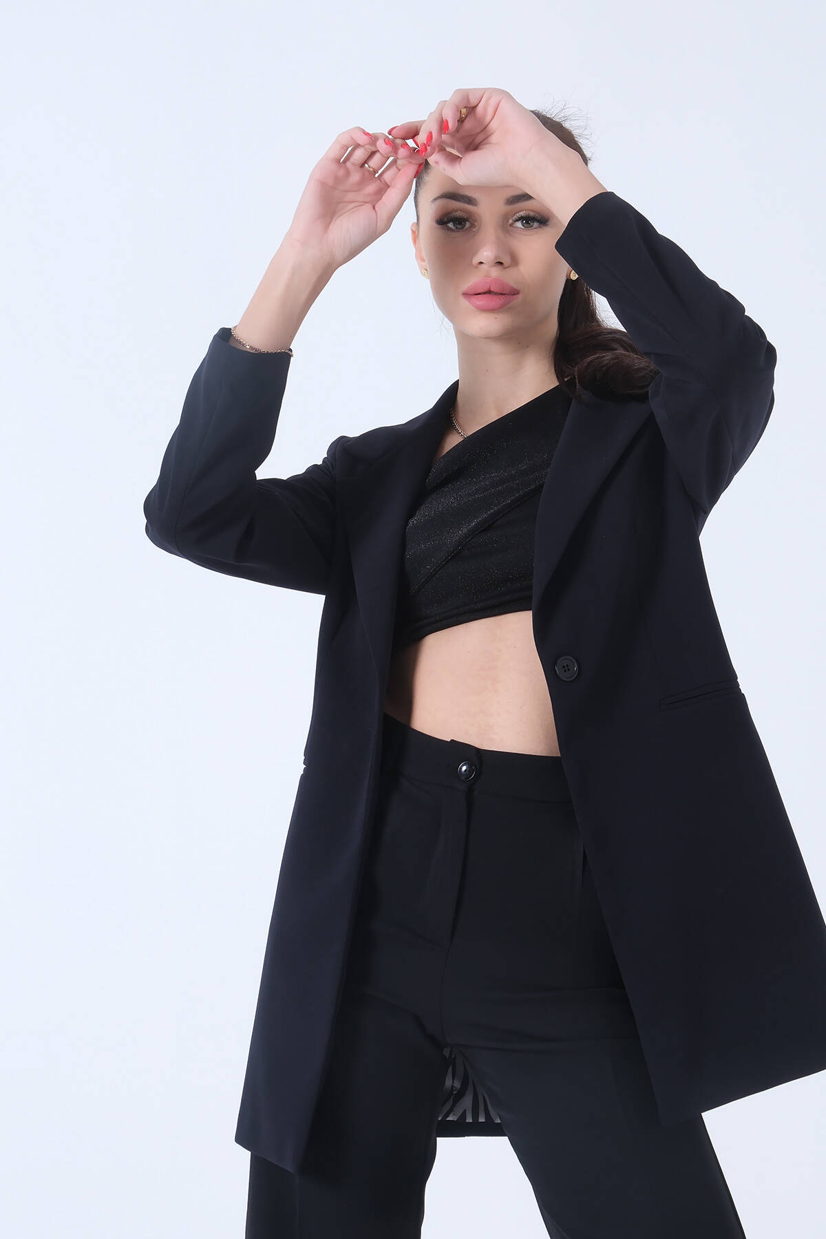 Lacivert Zebra Astar Detaylı Krep Blazer Ceket 01051201.02 - Ardanewline