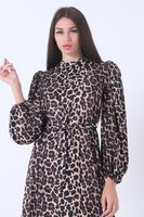 Leopar Bileği Lastikli Bel Bağlamalı Leopar Desenli Tesettür Elbise 4673008.53 - 7
