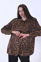 Leopar Oversize Floş Saten Bluz 3970049.53 - 1