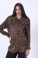 Leopar Oversize Floş Saten Bluz 3970049.53 - 2