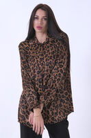 Leopar Oversize Floş Saten Bluz 3970049.53 - 3