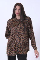 Leopar Oversize Floş Saten Bluz 3970049.53 - 5