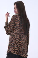 Leopar Oversize Floş Saten Bluz 3970049.53 - 6