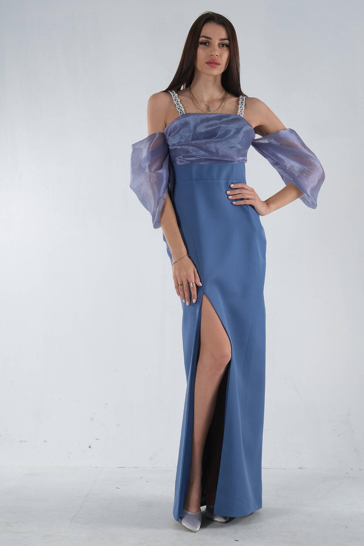 Lila Kolları Şifon Yırtmaçlı Abiye 9705139.41 - Ardanewline (1)