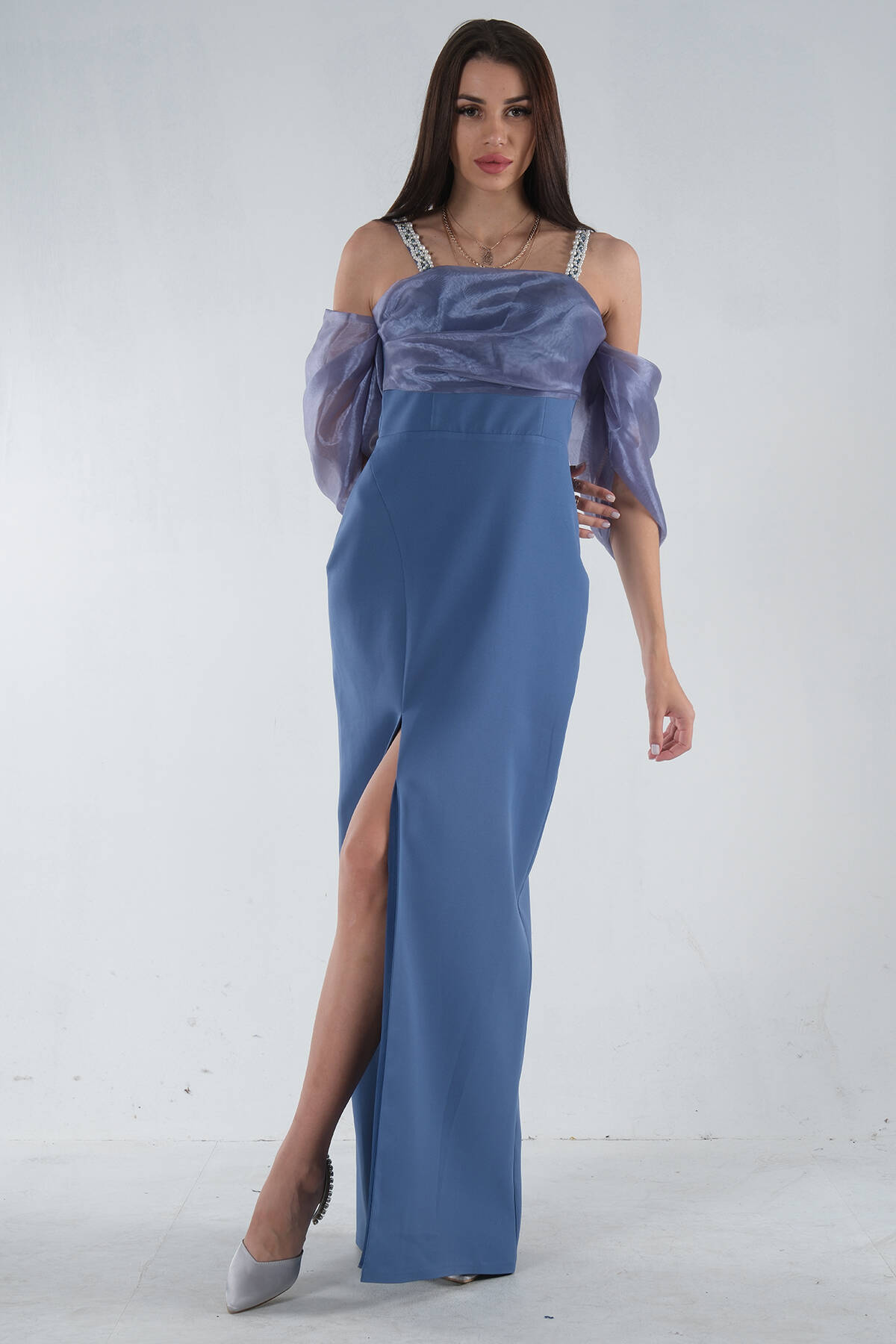 Lila Kolları Şifon Yırtmaçlı Abiye 9705139.41 - Ardanewline