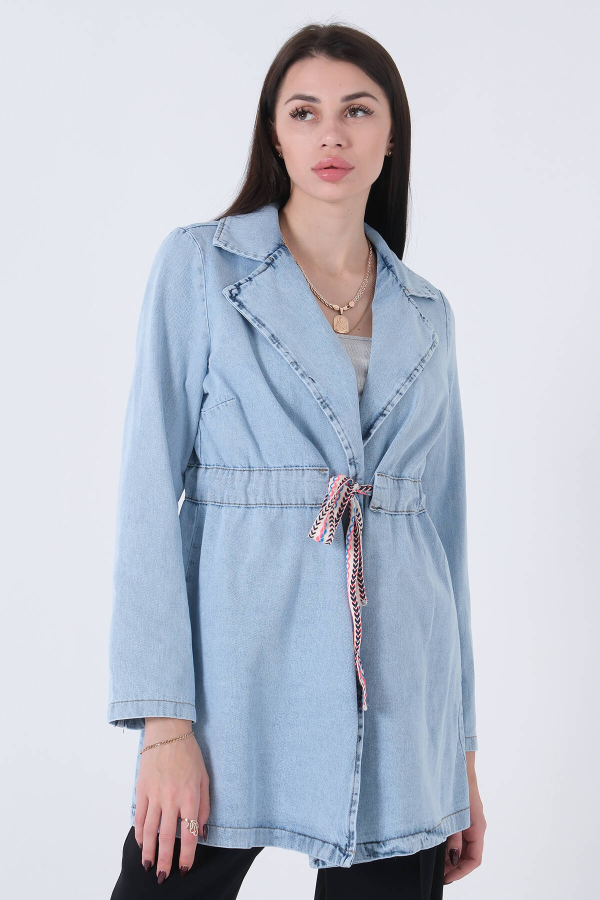 Mavi Belden Bağlamalı Kot Ceket 0809020.16 - Ardanewline (1)