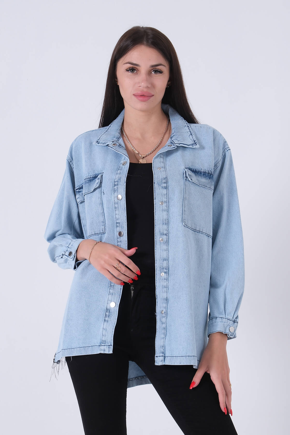 Mavi Çıtçıtlı Zincir Püskül Detaylı Kot Ceket 0806208.16 - Ardanewline