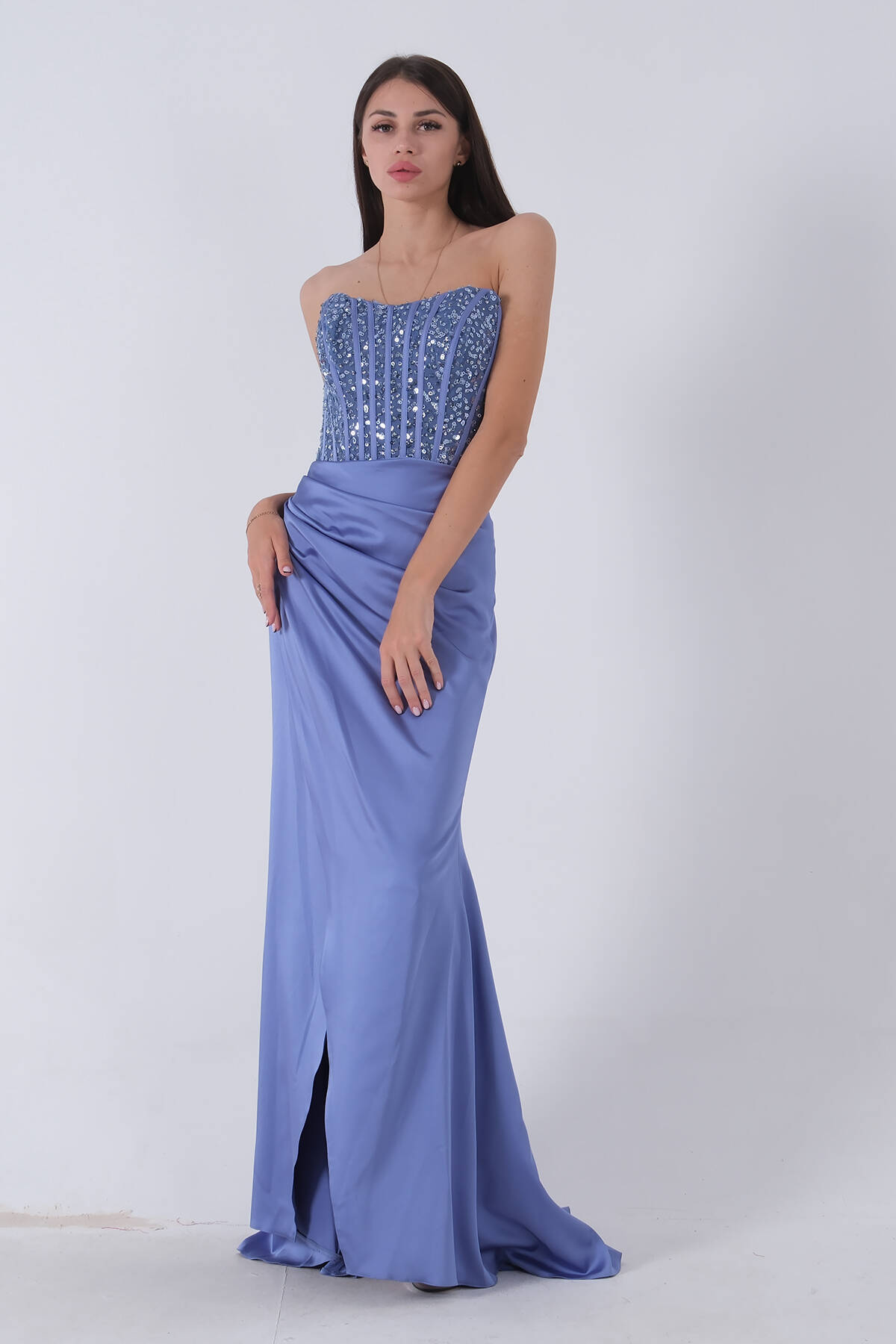 Mavi Göğüs Pul ve Taşlı Saten Abiye 9705294.16 - Ardanewline (1)