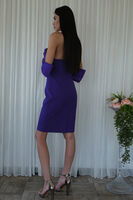 Mor Drapeli Düğme Detaylı Mini Boy Abiye 9705537.03 - 6