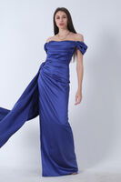 Parliament Drape Detaylı Saten Kumaş Abiye Elbise 9704858.311 - 2