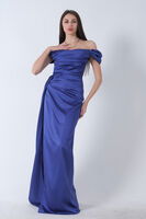 Parliament Drape Detaylı Saten Kumaş Abiye Elbise 9704858.311 - 3