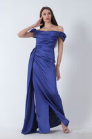 Parliament Drape Detaylı Saten Kumaş Abiye Elbise 9704858.311 - 6