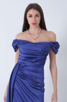 Parliament Drape Detaylı Saten Kumaş Abiye Elbise 9704858.311 - 7
