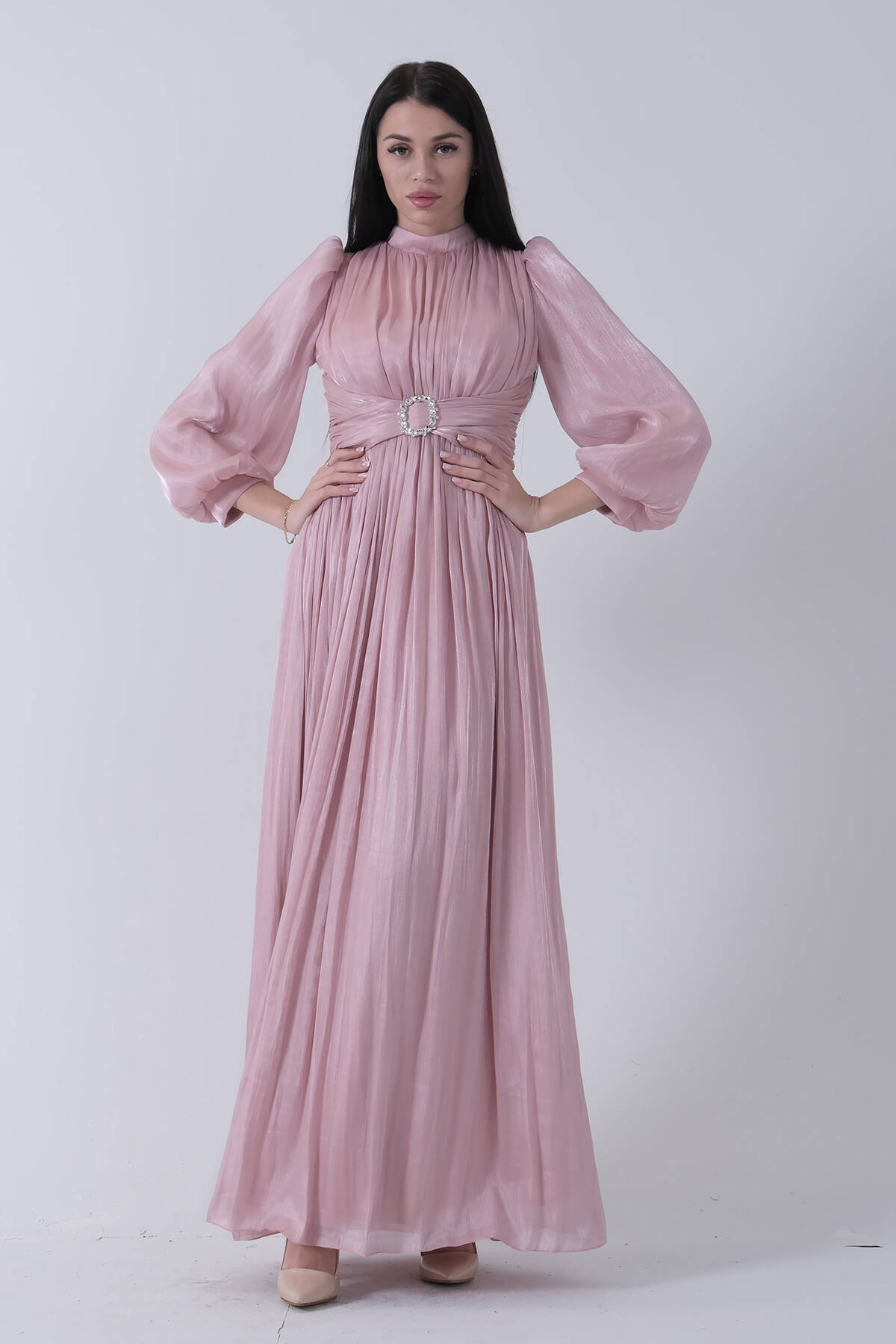 Pudra Beli Toka Aksesuarlı Bisiklet Yaka Tesettür Abiye 6502493.79 - Ardanewline