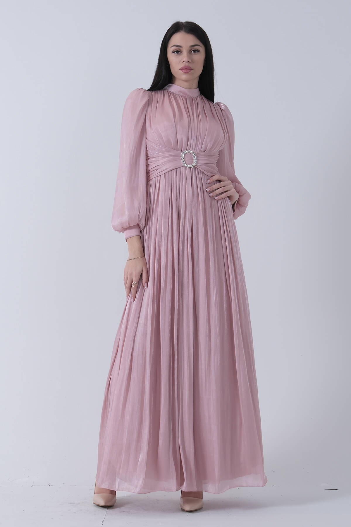 Pudra Beli Toka Aksesuarlı Bisiklet Yaka Tesettür Abiye 6502493.79 - Ardanewline (1)