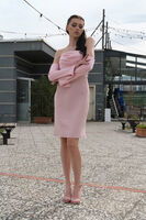 Pudra Drape Düğme Detaylı Midi Boy Abiye 0801168.79 - 4