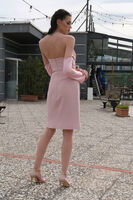 Pudra Drape Düğme Detaylı Midi Boy Abiye 0801168.79 - 7