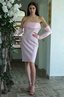 Pudra Drapeli Düğme Detaylı Mini Boy Abiye 9705537.79 - 1