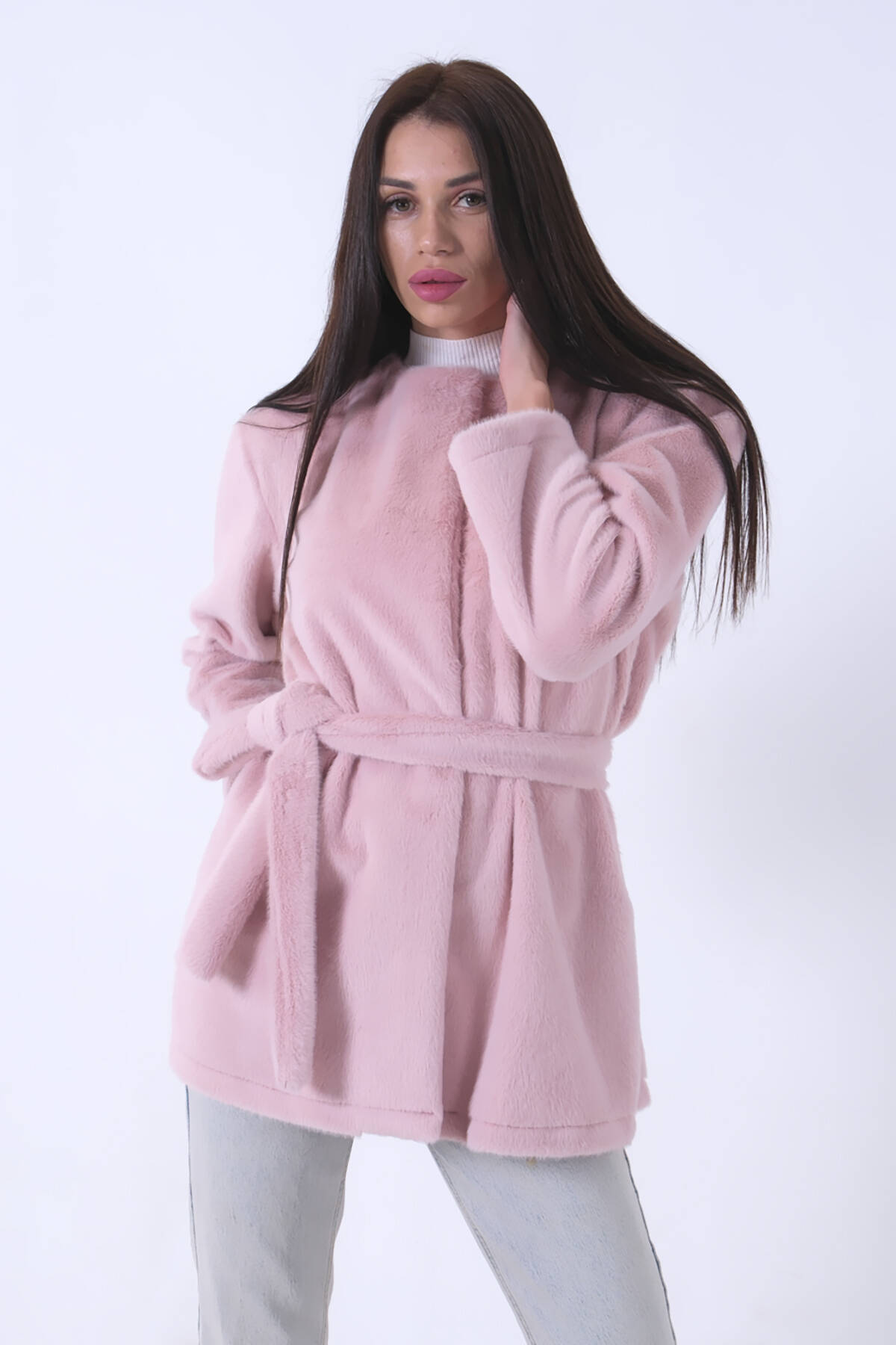 Pudra Önü Kapamalı Seyyar Kemerli Peluş Ceket 0105140.79 - Ardanewline