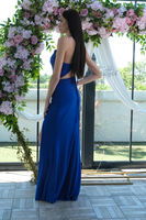 Saks Askılı Yırtmaç Detaylı Drapeli Abiye 9705289.26 - 6