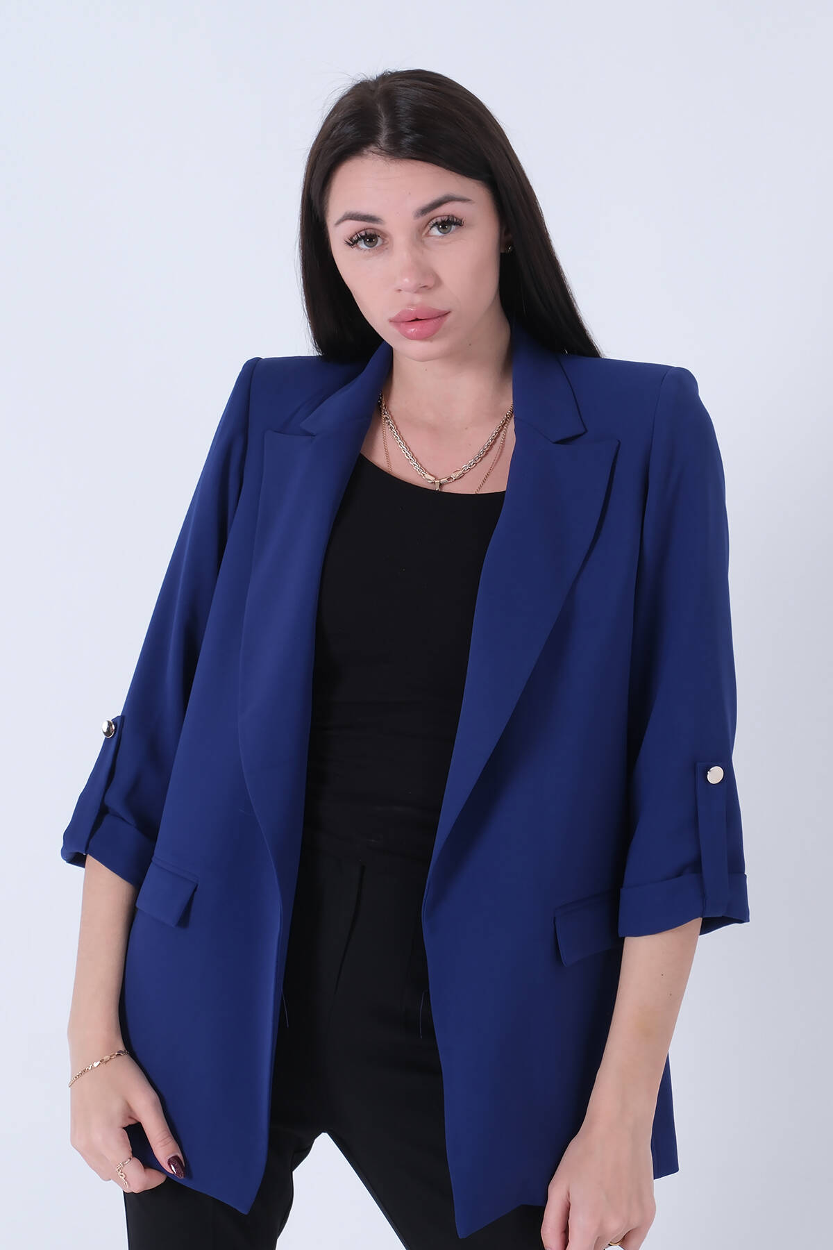 Saks Astarlı Kolları Düğme Toparlamalı Ceket 0105136.26 - Ardanewline