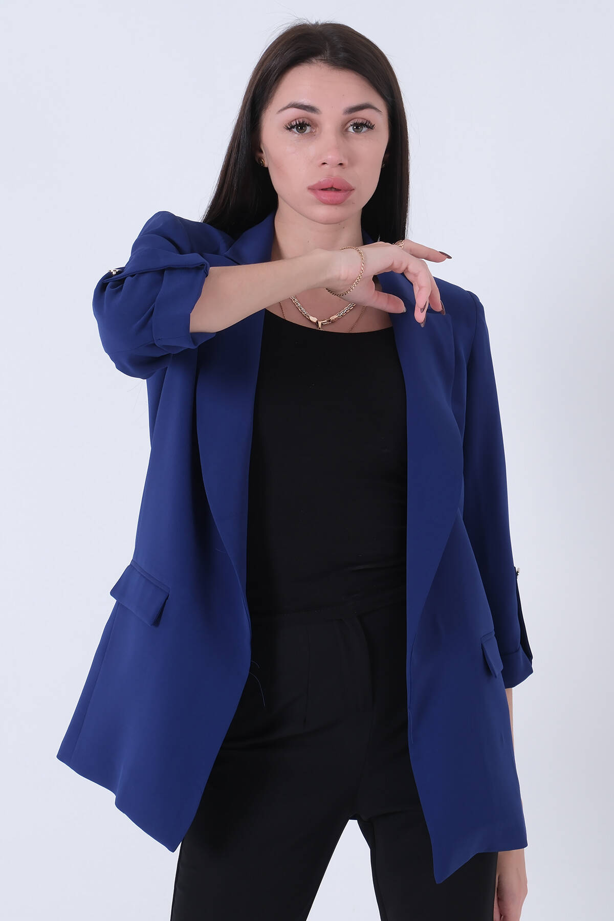 Saks Astarlı Kolları Düğme Toparlamalı Ceket 0105136.26 - Ardanewline (1)