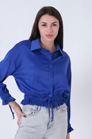Saks Bel ve Kol Ucu Gipe Detaylı Saten Gömlek 3972863.26 - 2