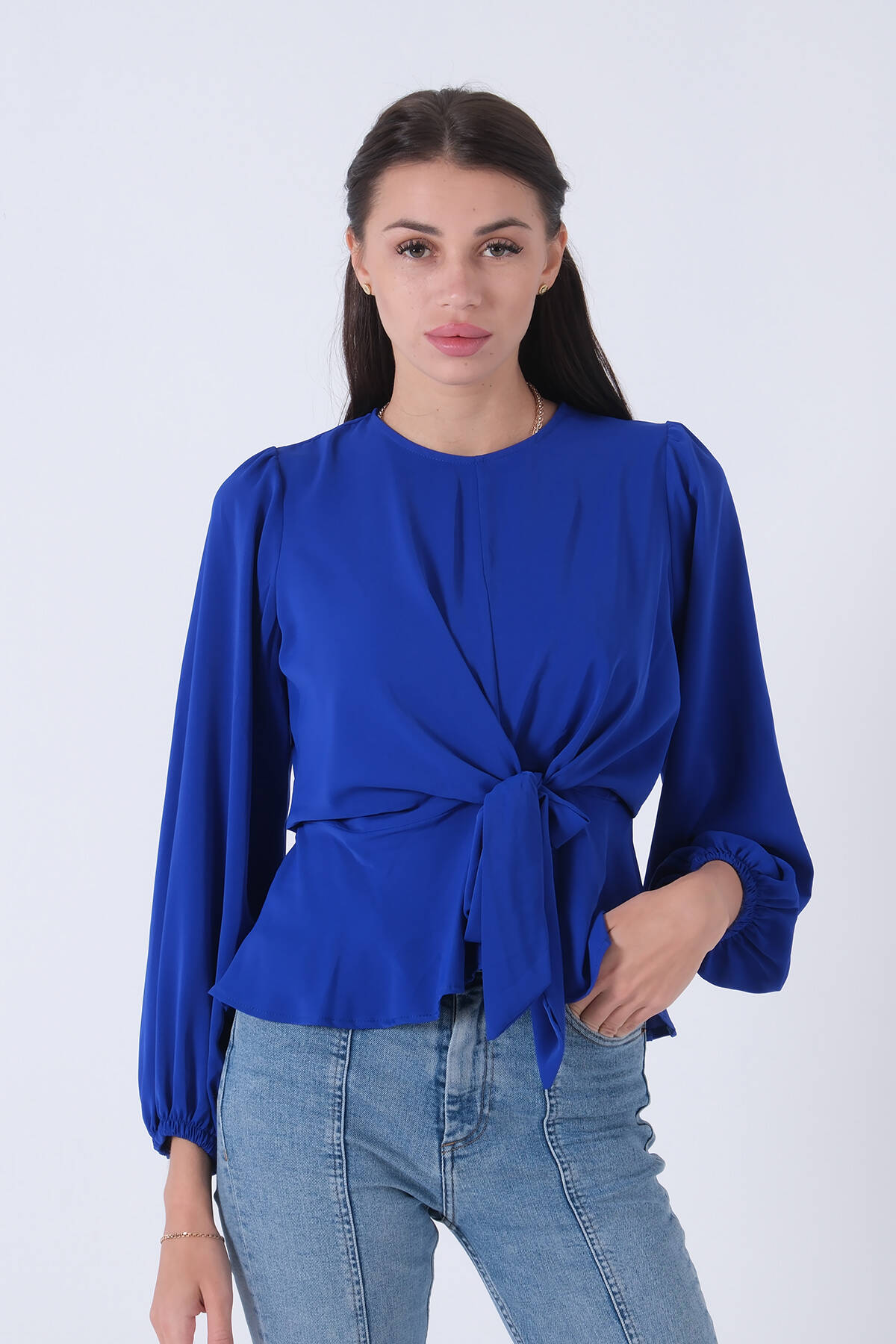 Saks Beli Bağlama Detaylı Bluz 0806546.26 - Ardanewline