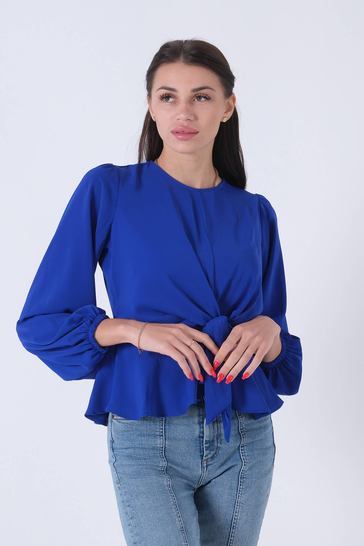 Saks Beli Bağlama Detaylı Bluz 0806546.26 - Ardanewline (1)