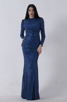 Saks Bisiklet Yaka Pul Payetli Yırtmaçlı Abiye 0801057.26 - 1