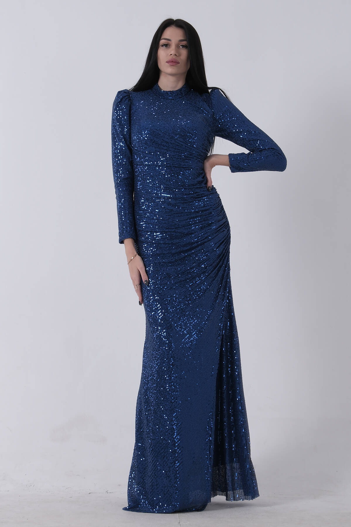 Saks Bisiklet Yaka Pul Payetli Yırtmaçlı Abiye 0801057.26 - Ardanewline (1)